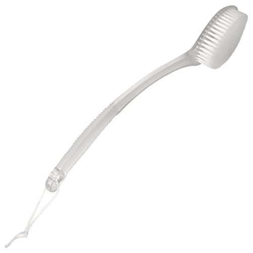 Evelots Bath And Shower Back & Body Exfoliating Brush With Long Handle, Clear