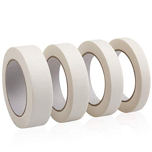 4 Rolls Masking Tape (Width: 0.59 inch 0.79 inch 0.98 inch 1.18inch Length: 55 Yards (Each roll)), Multi-Use Easy Tear Tape Strong Duct Tape for Painting, Decorating and Crafts, White