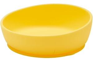Doidy Silicone Baby Bowl - Soft Pliable Suction Bowls for Weaning - Non-Slip Feeding Bowls - Slanted High Side Design Suction - Use from 6+ Months to Toddler (Lilac) (Bowl, Yellow)