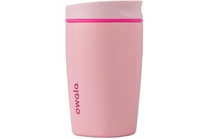 Owala SmoothSip Slider isolerad rostfritt stål kaffeburk, återanvändbar iskaffekopp, varm kaffe resemugg, BPA-fri 355 ml, puc