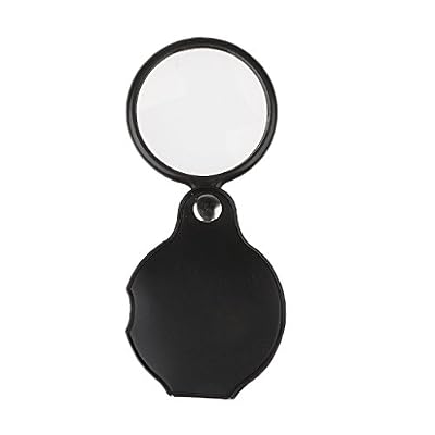 Générique Mini Loupe Magnifier Portable 3X - 5X avec Etui en Cuir Artificiel - Noir