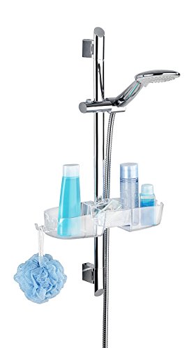 Wenko 22796100 Duschstangencaddy Premium Duschregal mit 3 Fächern und Haken, Kunststoff, transparent, 12 x 36 x 7,5 cm - 3