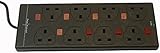 Pro-Elec 2m 8 Way Surge Protected Extension Lead ... (Black) (DIY &amp; Tools)