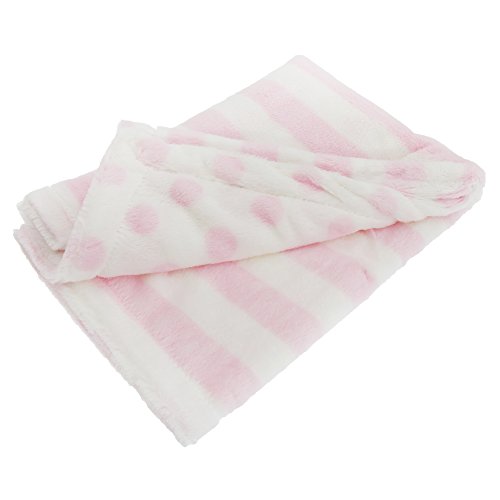 Baby Boys/Girls Dual Patterned Supersoft Fleece Blanket (One Size) (Pink/White)