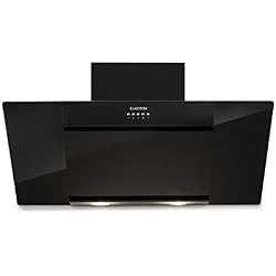 Klarstein Zola 90 - Hotte aspirante, 90 cm de large, 210 W de puissance, Eclairage LED, Extraction maximal de 640 m³/h, Verre de sécurité, Pilotage facile, Noir