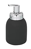 Material: cerámica Wenko 20088100 Dispensador jabón Bottle Negro - Soft-Touch Superficie, 0.4 L, Cerámica Soft-Touch, 8.5 x 16 x 8.5 cm, Negro