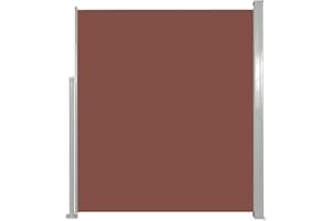 vidaXL Toldo Lateral Retráctil para Patio Pantalla de Terraza Mampara Parasol de Exterior Jardín Tela de Lona PU Marrón Soporte de Hierro 120x500 cm