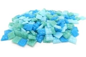 HOBBY ISLAND MOSAICS 400 Vitreous Glass Mosaic Tiles Turquoise Mix Arts & Crafts 10mm