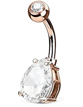 Paula & Fritz® Bauch-nabelpiercing Bananabell Bauch-piercing Edelstahl Chirurgenstahl 316L Zirkonia Tränentropfen
