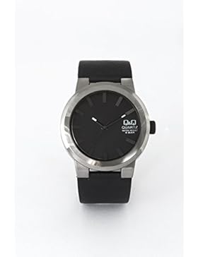 Q & Q Herrenmode Q740J502Y Analog Quarz-Schwarz-Leder-Band