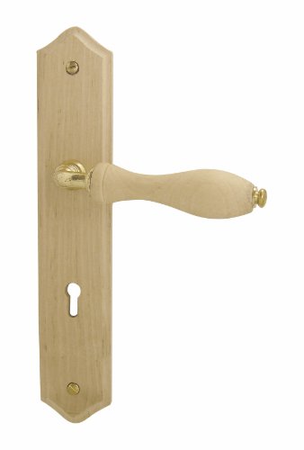 DT 2000 740130 - Tirador de puerta sobre placa (madera en bruto, con cerradura)