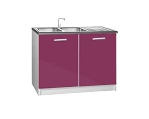 Unterschrank für Spüle 120 cm, Modell TARA, Farbe aubergine lackiert