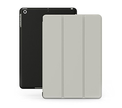 Khomo iPad 2, iPad 3, iPad 4 Retina Hülle Graues und Schwarzes Gehäuse mit doppelten Schutz ultra dünn und leicht, Smart Cover - Grey and Black