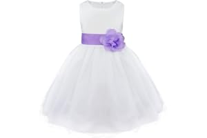 iEFiEL Vestito Bambina Cerimonia Tulle Abito da Principessa Ricamato Fiore Vestito da Sposa Damigella d'Onore 2-14 Anni