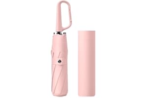 erised's bifrost Ombrello da Viaggio Pieghevole Compatto con Impugnatura a Moschettone/8 Stecche/Nervature Lega/Protezione UV/Leggero e Portatile/UPF 50/Pioggia Sole/Donne Bambini