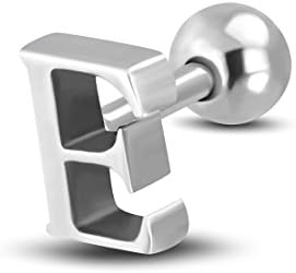 Stainless Steel Alphabet Initial/Letter E Tragus/ Cartilage Barbell Stud Earring