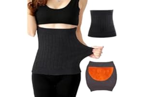 Risipu Damen Kaschmir Winter Nierenwärmer elastische Taille und Bauch Unterstützung Wärmegürtel für Rücken Lendenwirbelsäule und Menstruationsschmerzen Relief (Schwarz mit Fleece, Einheitsgröße)