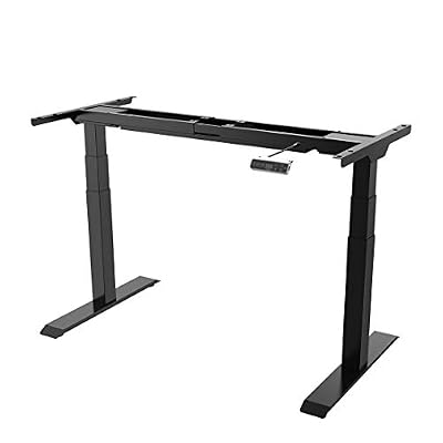 SANODESK E7B Bureau Électrique Assis Debout Réglable en Hauteur, Piètement en Acier à 3 Étages, avec Télécommande Écran Tactile de 4 mémoires, Charge Max 125kg, Noir