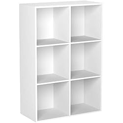 Homfa Bibliothèque Etagère Bibliothèque Livres Rangement Bois pour Salon Design Bureau (Blanc, 8 casiers)