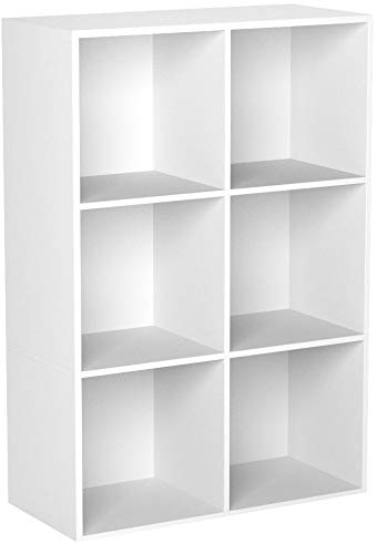 Homfa Bibliothèque Etagère Bibliothèque Livres Rangement Bois pour Salon Design Bureau (Blanc, 8 casiers)