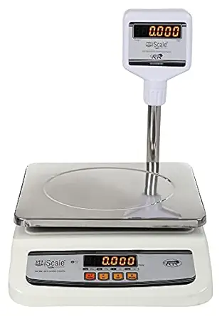 iScale i-01 20kg x 1 g Digital Table Top Weighing Scale with Pole Display Pan for Retail Shops and Commercial Purposes (Pan size10x12 inches)