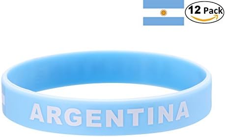 YDT 2018 FIFA WORLD CUP Wristband Sport Silicone National Flag Bracelets for Soccer Fans Argentina Blue(12-Pack)