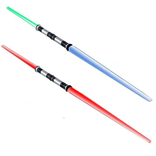 tevenger 156cm Espada Láser Doble Sable Láser Sound 4 Funciones Libre Intercambiables Luz Rojo Azul Verde Luz Intermitente