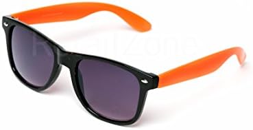 Wayfarer Aviator Sunglasses Black Frame &amp; Neon Orange Coloured Arms UV400