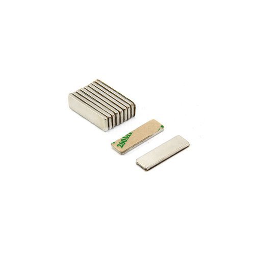 First4magnets F330SA-10 Klebstoff N42 Neodym-Magneten - 1,6 kg ziehen, Packung mit 10, Metall, silber, 20 x 6 x 1,5 mm dicken, 25 x 10 x 3 cm