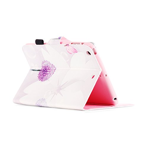 iPad Mini 3 Hülle, Deenor Colorful Painting and Stylish Drawing Wallet Case Book Style PU Leder Flip Protective Stand Flip Schutzhülle Hülle für Apple iPad Mini 1/2/3 Generation. (Three flowers) - 4