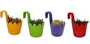 OSHIGREENS Hanging Planter Pot for Indoor Or Outdoor Plants Hanging Flower Pot Balcony Railing Planter Hanging Fence Planter for Garden Balcony (Multicolour)