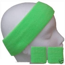 Fancy Dress Sport Relief Neon Green Sweat Head & Wristbands One Size Fits All