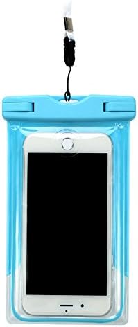 Underwater camera waterproof mobile phone touch screen mobile phone universal bag transparent bag outdoor luminous beach riding waterproof jacket, seal three protection, and fluorescent effect send lanyard, motion arm belt. (blue)