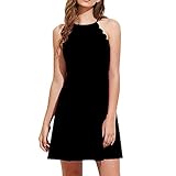 iHENGH Damen Sommer Rock Lässig Mode Kleider Bequem Frauen Röcke Feste Abendparty rückenfreie Bandage ärmelloses Minikleid(Schwarz, M)