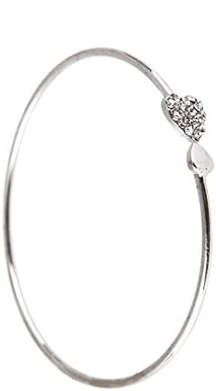 Xiang Women Double Heart Crystal Bracelet Open Bangles Bracelet for Holiday Party