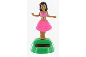 LUTÈCE CRÉATIONS Figura Solar Animada por una célula fotovoltaica - Bailarina Hawaiana de Hula móvil para Decorar tu casa, Oficina o Coche - Bailarina Hawaiana de Hula con Vestido Rosa