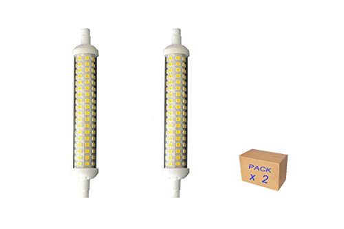 WORLED Pack-2 Bombilla LED R7S Ceramica 135mm 12W sustituye 150W halogeno Blanco Frio(6000-6500k),Bombilla Tipo MAIZ, CRI>80 [Clase de eficiencia energética A+]