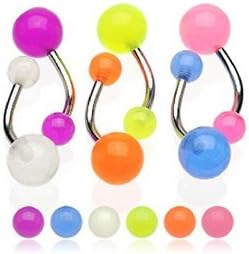 JewelTime Set of 6 Glow in The Dark Ball Belly Bars
