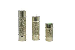 Rewari Handicrafts Handmade Brass Candle Stand 3 Pec Set 14