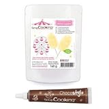 Preparación de azúcar para el algodón de azúcar amarillo. Con un tubo de cocolate para decorar la repostería, de ScrapCooking