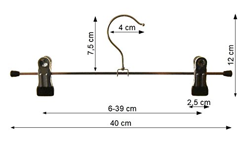 Kleiderbügel 10 St. Klammernbügel aus Metall, verschiebbaren Metallklammern 40cm (Hosen- oder Rockbügel) - 6