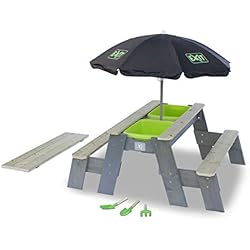 EXIT Aksent Sand-, Water Picnic Table L Deluxe Bac à Sable et bac d'eau