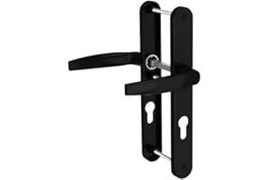Bricard 788923 Set of Handles on Emetal Plate, Kickstand and Kickstand for Front Door (European Cylinder), Lacquer Black.
