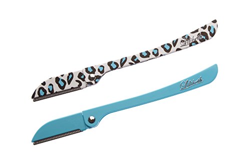 Brow Shaper Hair Removal Dermaplaning Tool Set of 2 Blue Leopard Print Colletion Pain Free, Safe and Portable. Great for Eyebrows, Peach Fuzz and all Types of Facial Hair