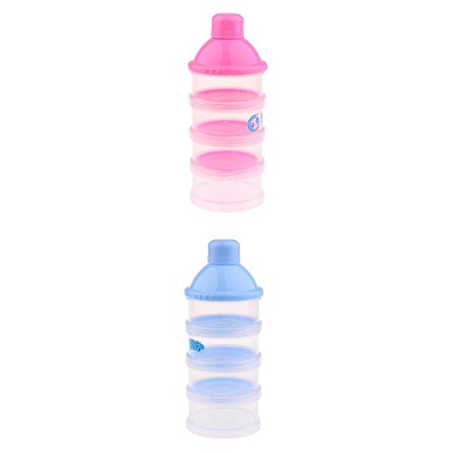 Preisvergleich Produktbild MagiDeal 2er Set 4 Schicht Babyernahrung Milchpulver-Portionierer Milchpulverspender Vorratsdose Blau Rosa