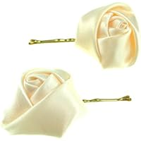 clarigo Haarnadeln Haarklammern Haarklemme Hochzeit Satinblüte ivory creme Blumen Blumenmädchen