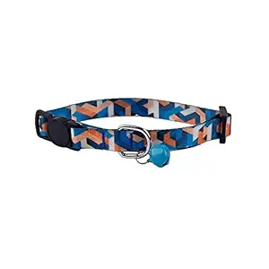 Poochles Cat Collar - Quirky Blue Cat Collar for Kitten & Adult Cat | Adjustable Cat Collar with Bell | Soft Neck Belt for Cats