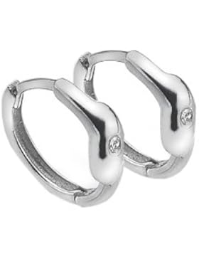 Lily and Lotty Kinder-Creolen for Girls Sterling Diamond Fern Hoop Earrings 925 Silber Diamant (0.02 ct) weiß...