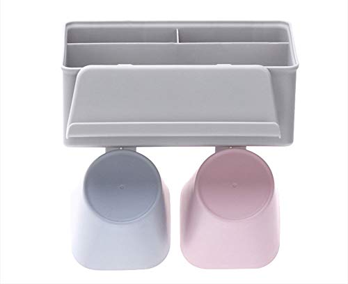 Preisvergleich Produktbild Saugnapf-Halter Badezimmerregal an der Wand montiert Zahnbürste Halter kostenlos Stanzspeicher Mundbürsten Tasse Badezimmer-Aufbewahrungsbox,White