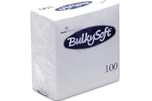 100 PCS BULKY SOFT White Paper Napkins 24CM X 24CM TISSUES Restaurant Catering 2-PLY (1)